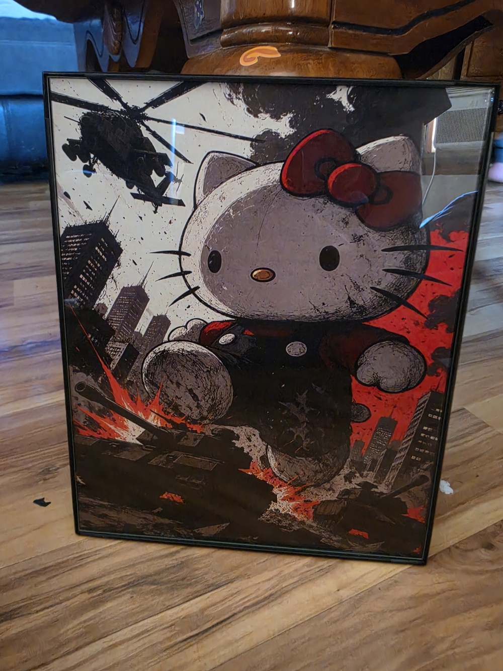 Edgy 8x10 Apocalypse Hello Kitty Framed Wall Art